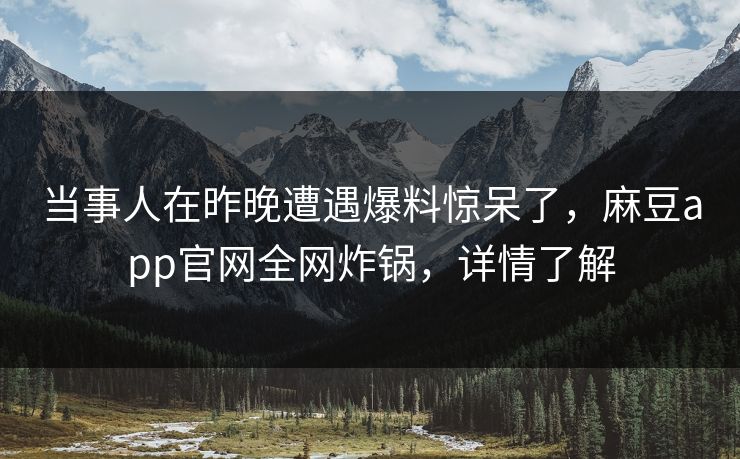 当事人在昨晚遭遇爆料惊呆了，麻豆app官网全网炸锅，详情了解